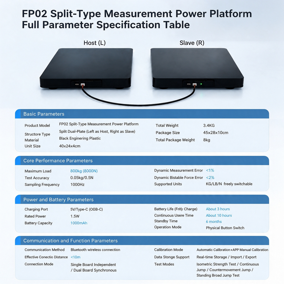 2026  FP02 Mini Smart Force Plate, Dual-Plate Tester for Youth Training & Rehab Assessment