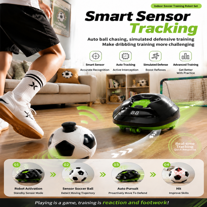 Automatic Ball-Chasing Soccer Robot, Youth Indoor Dribbling & Tackling Training Equipment, Parent-Child Interactive Toy
