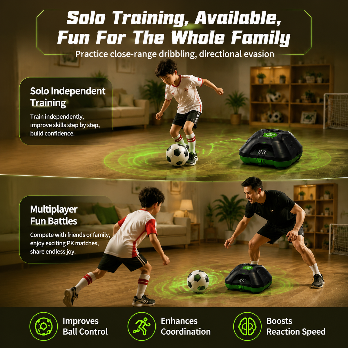 Automatic Ball-Chasing Soccer Robot, Youth Indoor Dribbling & Tackling Training Equipment, Parent-Child Interactive Toy