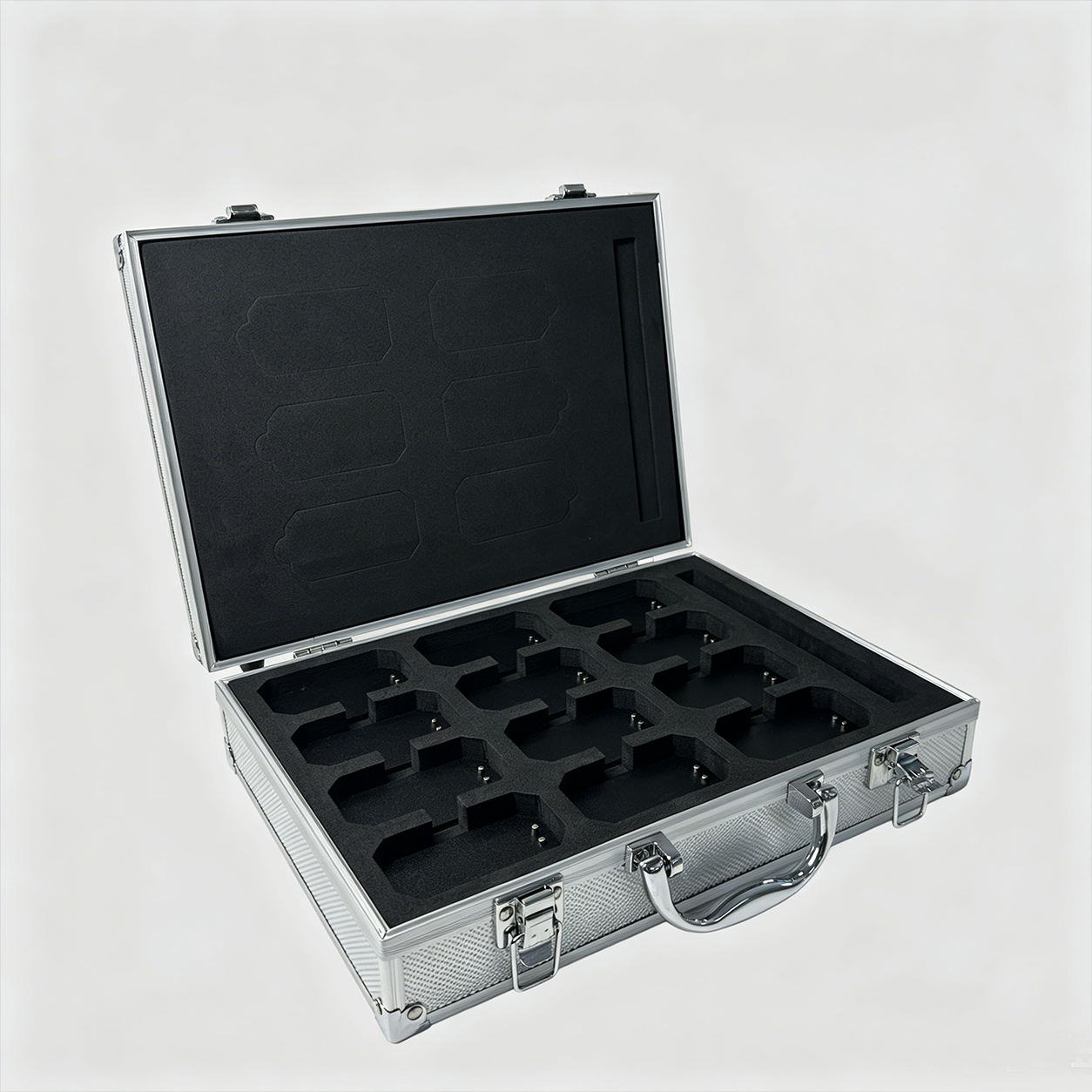 2026 12-Slot Aluminum Alloy Charging Case, 2-in-1 Charging & Storage, Bulk Fast Charging for GPS Trackers