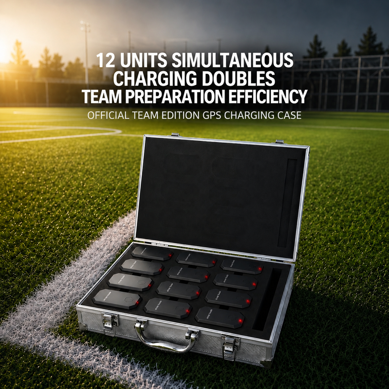 2026 12-Slot Aluminum Alloy Charging Case, 2-in-1 Charging & Storage, Bulk Fast Charging for GPS Trackers