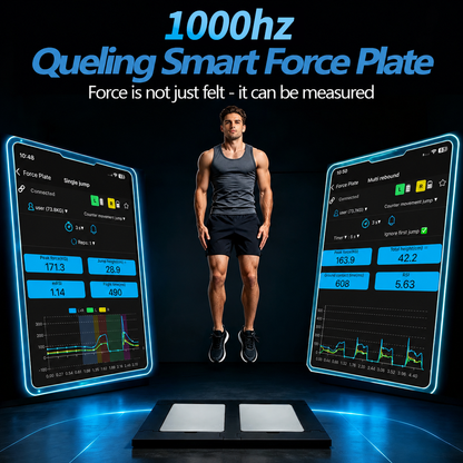 Queling  Vertical Jump Force Plate, 1 D Force Platform, CMJ Rehabilitation Assessment, Portable Large Surface, Peak Force