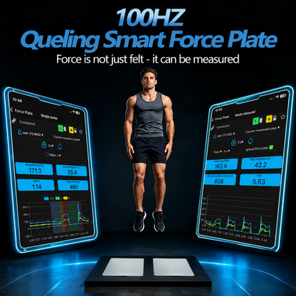 Queling  Vertical Jump Force Plate, 1 D Force Platform, CMJ Rehabilitation Assessment, Portable Large Surface, Peak Force