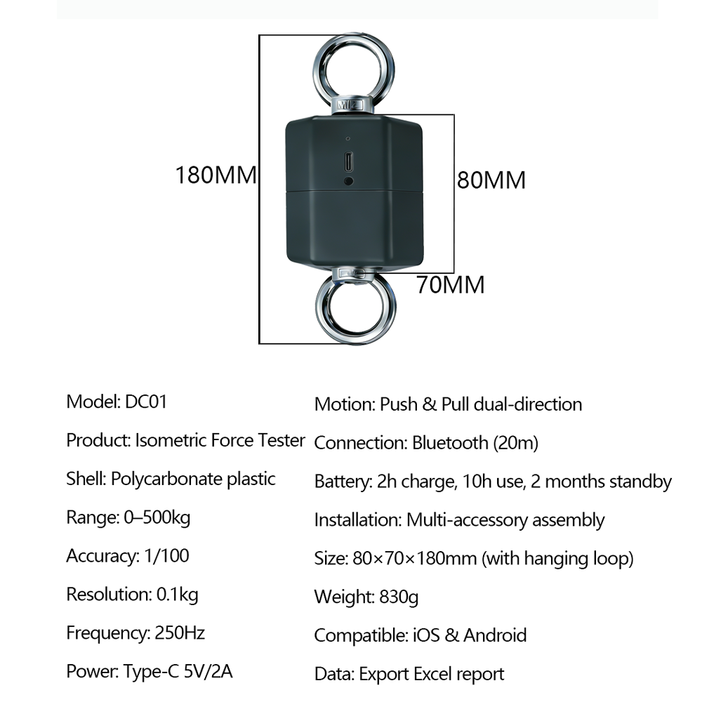 2026 500kg High-Precision Isometric Muscle Strength Tester Force Block Fitness Explosive Power Testing Equipment