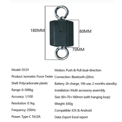 2026 500kg High-Precision Isometric Muscle Strength Tester Force Block Fitness Explosive Power Testing Equipment