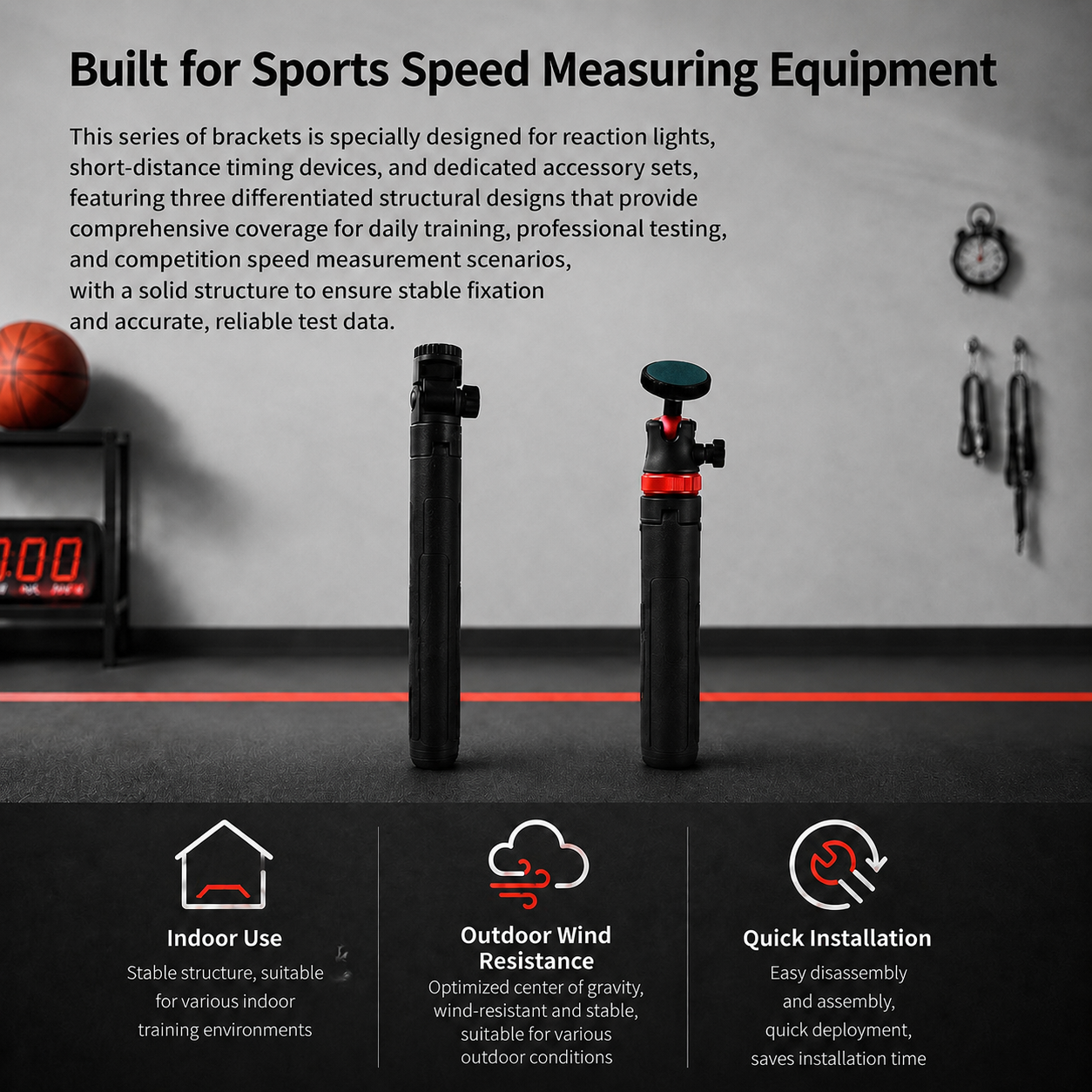 2026 Universal Tripod Stand for Sprint Timer & Reaction Training Light, Multifunctional Track Speed Measuring Bracket