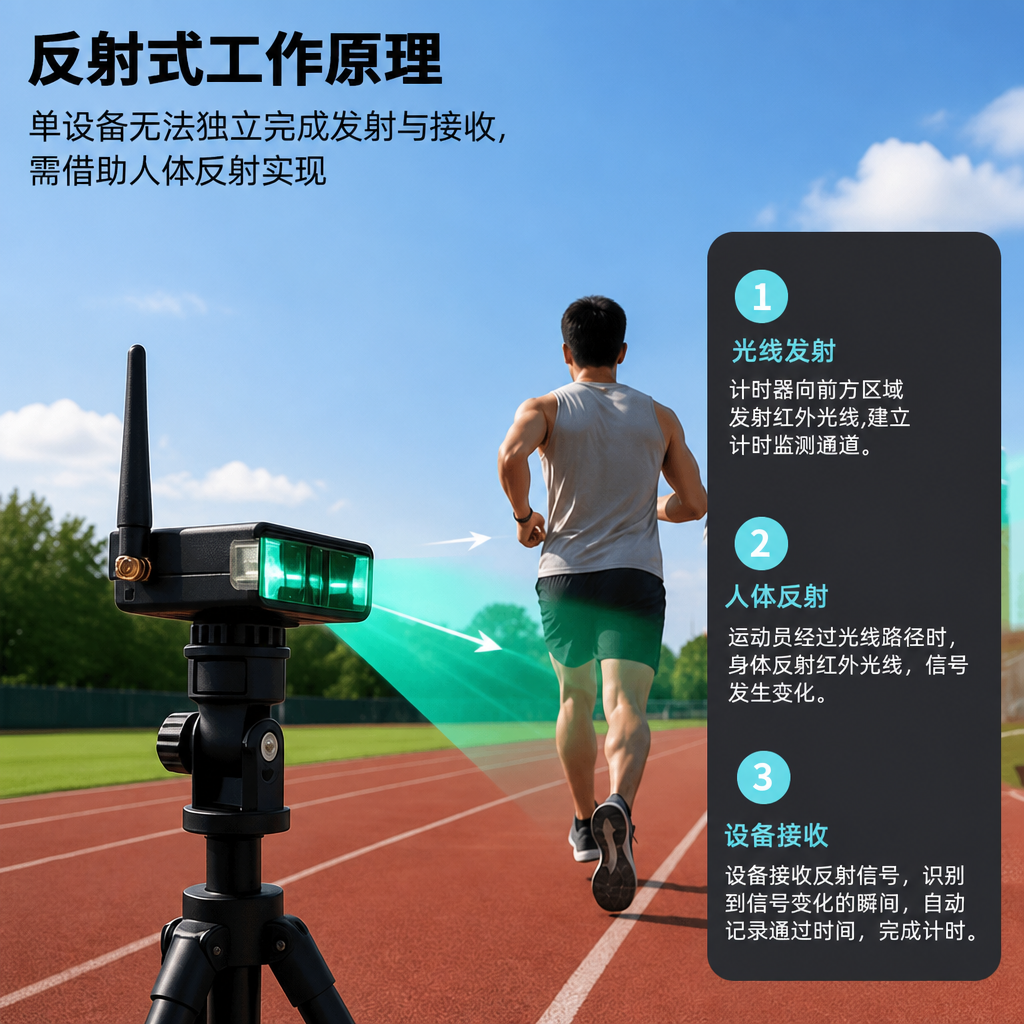 Smart Photoelectric Sprint Timer, 0.001s Precision, APP Data Export, Receiver Only, No Transmitter