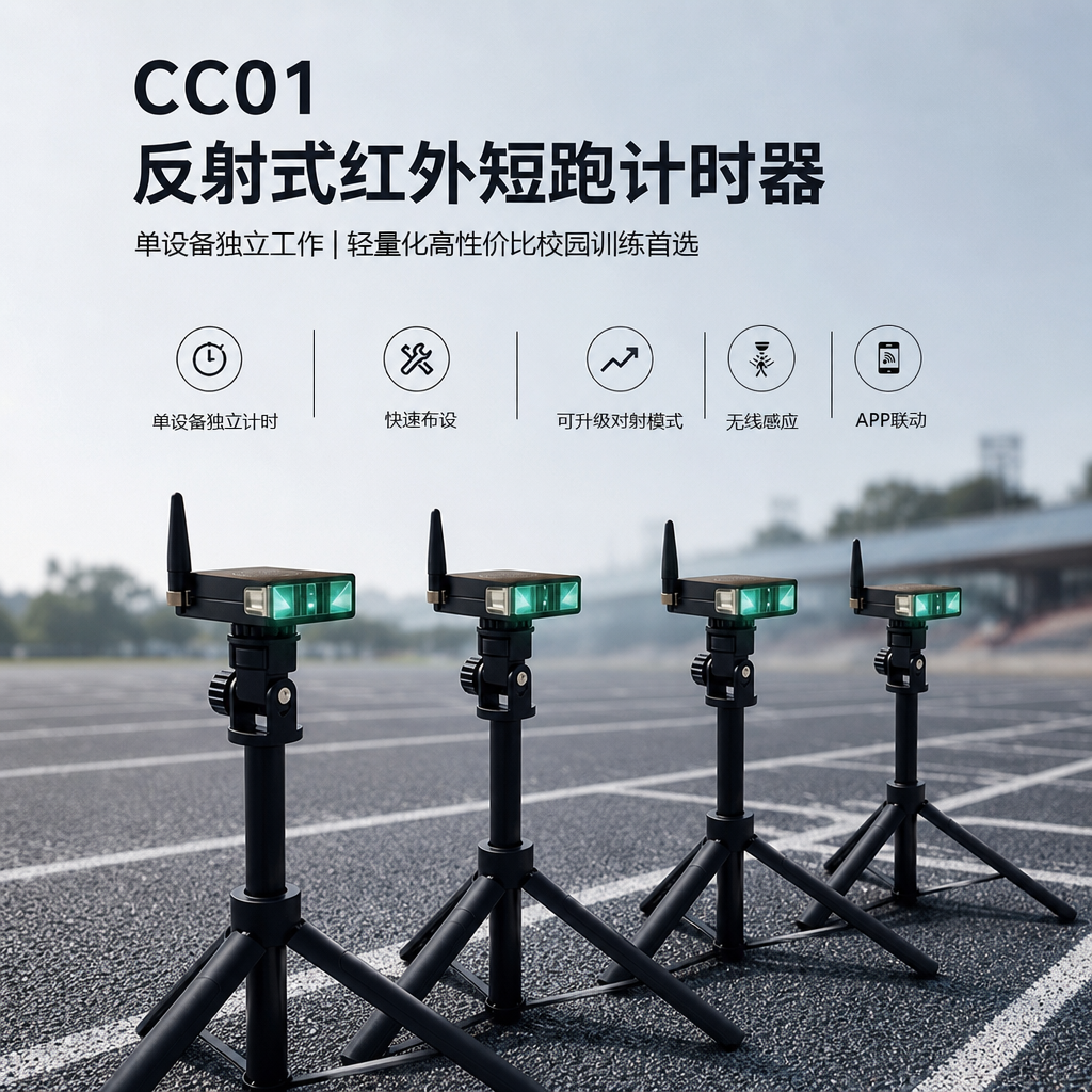 Smart Photoelectric Sprint Timer, 0.001s Precision, APP Data Export, Receiver Only, No Transmitter