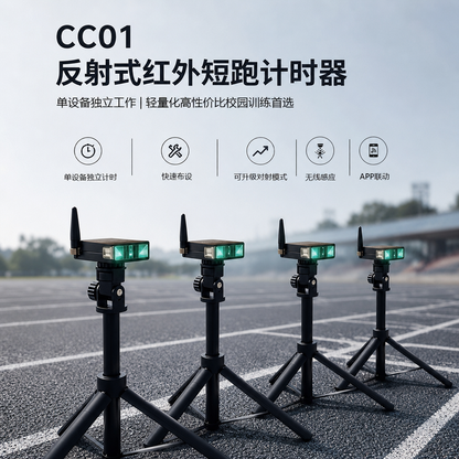 Smart Photoelectric Sprint Timer, 0.001s Precision, APP Data Export, Receiver Only, No Transmitter
