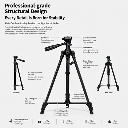 2026 queling Pull-Wire Tachometer Special Bracket, Aluminum Alloy Tripod, Multi-Angle Adjustable, Stable & Anti-Wobble