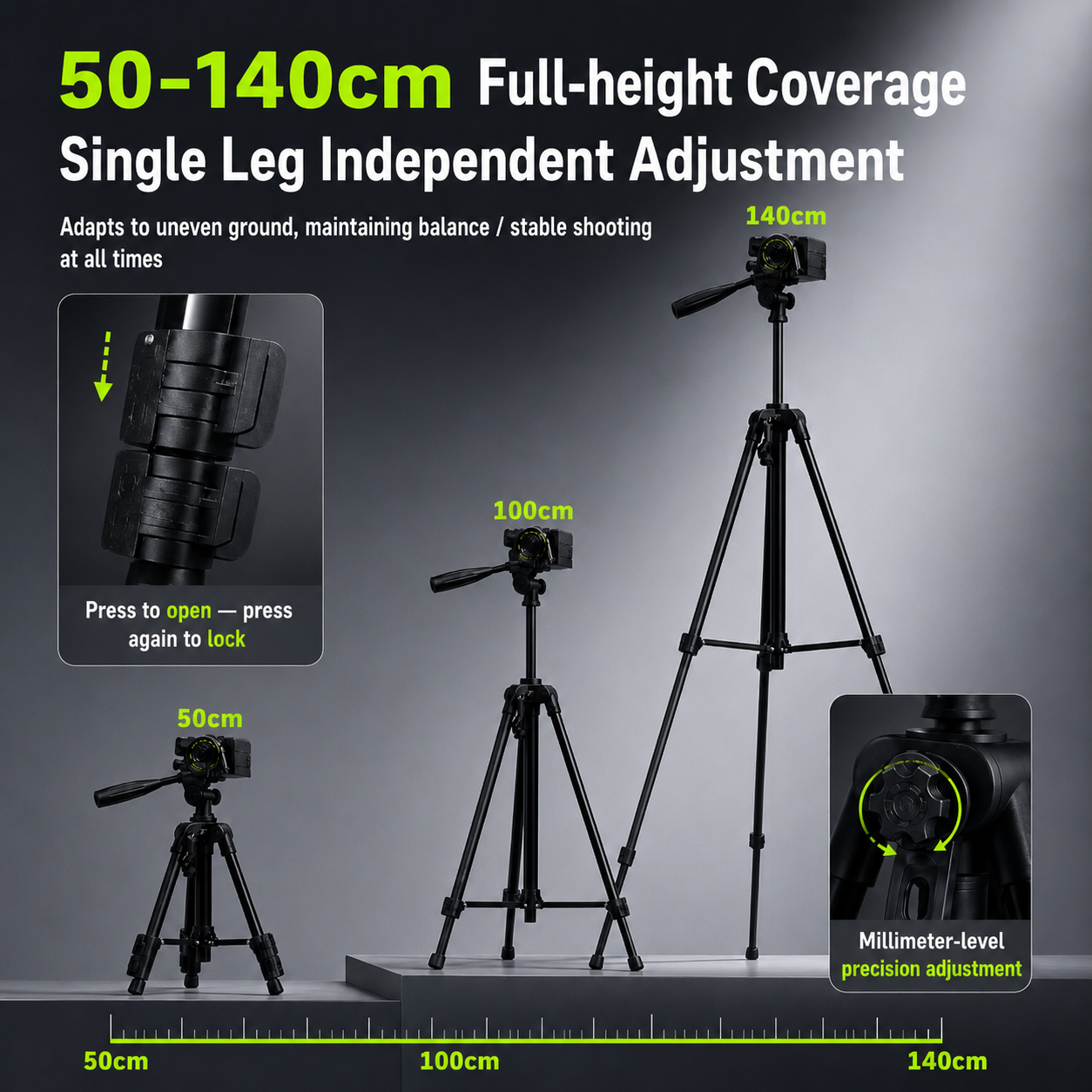 2026 queling Pull-Wire Tachometer Special Bracket, Aluminum Alloy Tripod, Multi-Angle Adjustable, Stable & Anti-Wobble
