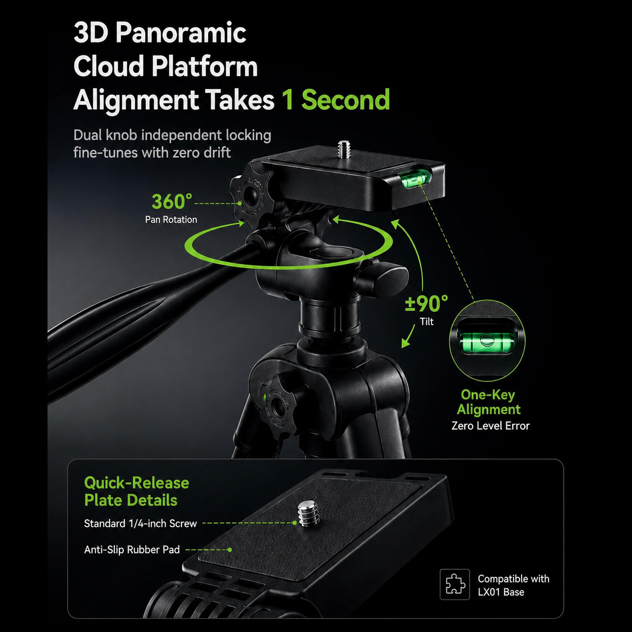 2026 queling Pull-Wire Tachometer Special Bracket, Aluminum Alloy Tripod, Multi-Angle Adjustable, Stable & Anti-Wobble