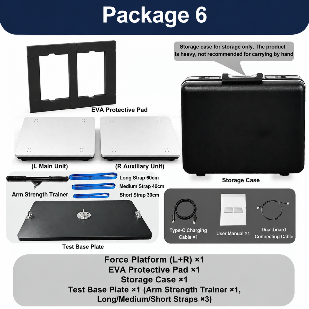 Queling  Vertical Jump Force Plate, 1 D Force Platform, CMJ Rehabilitation Assessment, Portable Large Surface, Peak Force