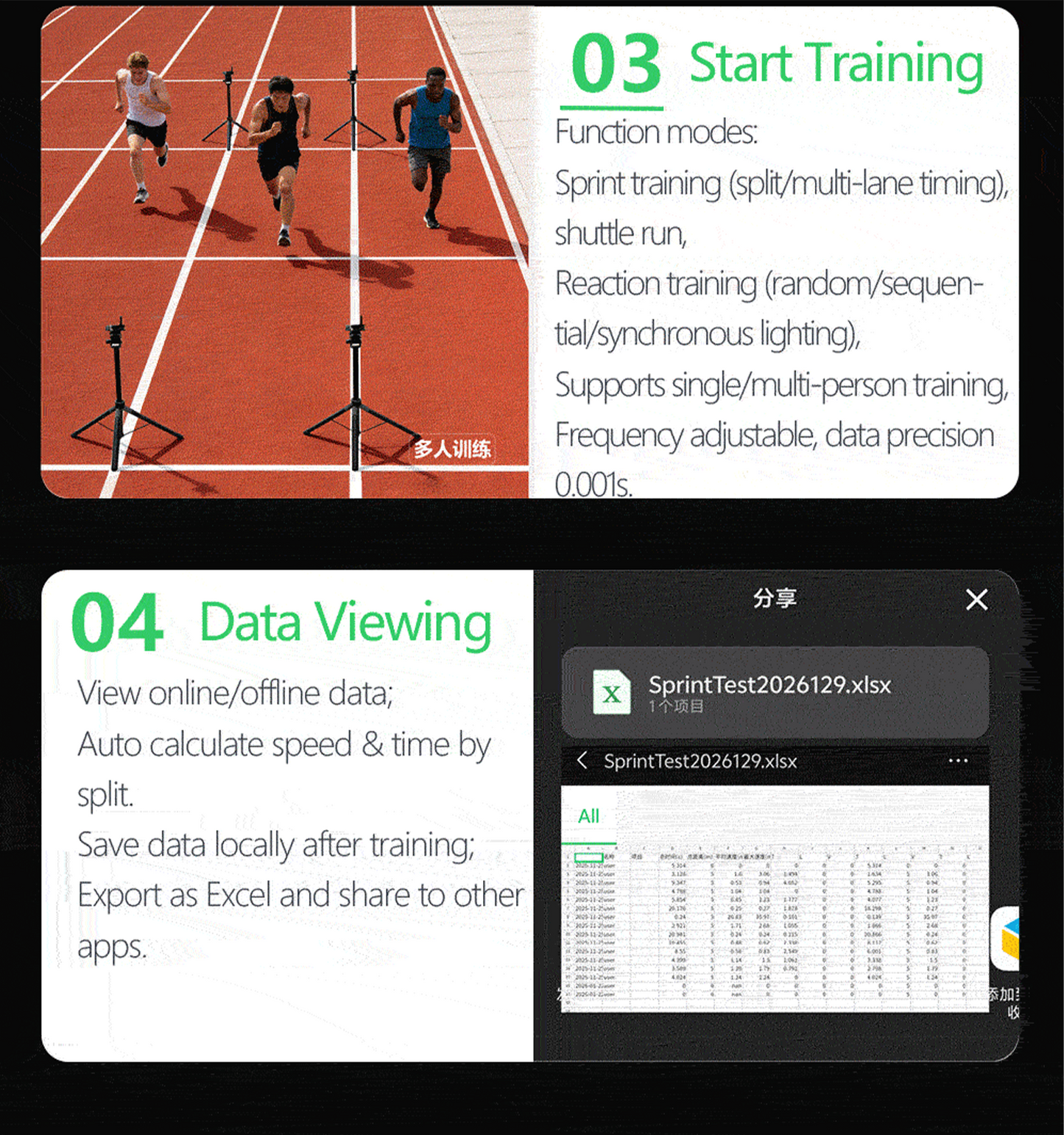 CC01 Infrared Sprint Timer | 0.001s Precision Track and Field Training Timer with APP