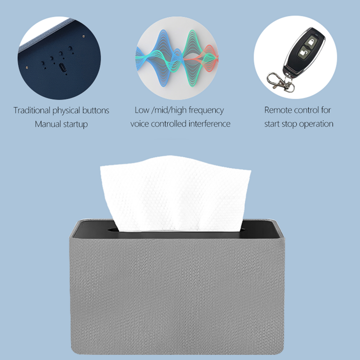 Anti-Recording Voice Recorder Blocker | Ultrasonic Privacy Protector Tissue Box Design for Meeting & Office